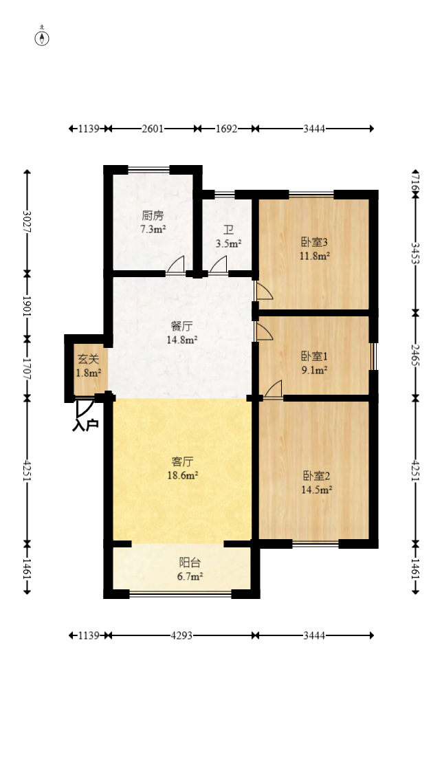 景芳苑  2室2厅1卫   55.00万室内图1