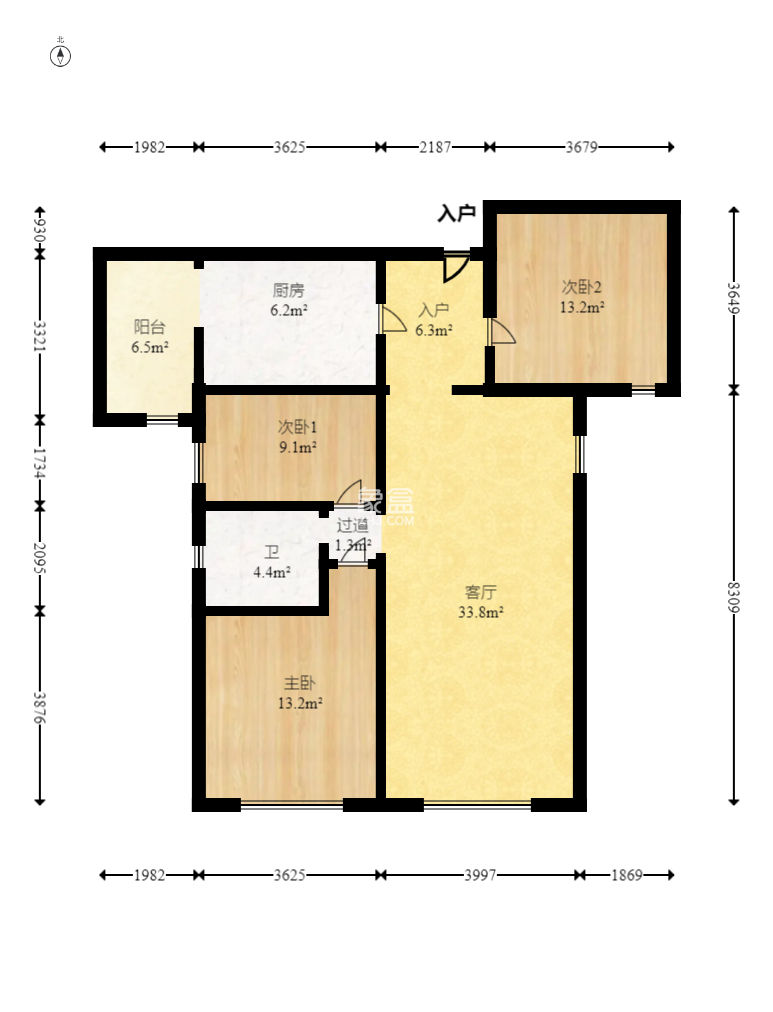 北辰三角洲B2E2区  3室2厅1卫    180.0万