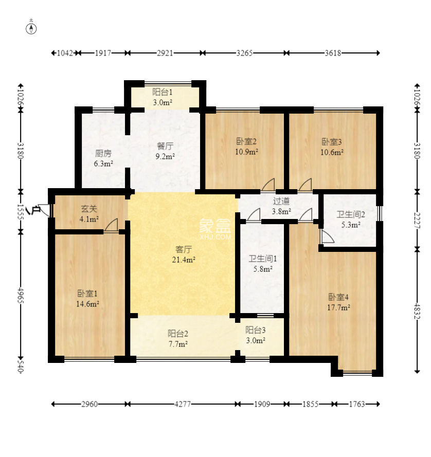 润和滨江府  4室2厅2卫   181.00万