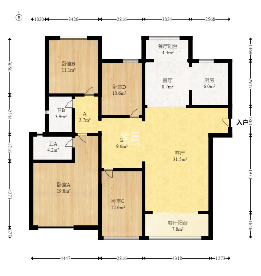 轨道中建麓江府  4室2厅2卫   225.00万