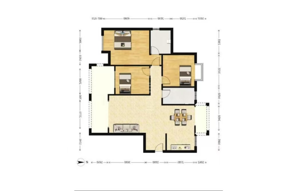 建设家园  3室2厅2卫   56.80万室内图1