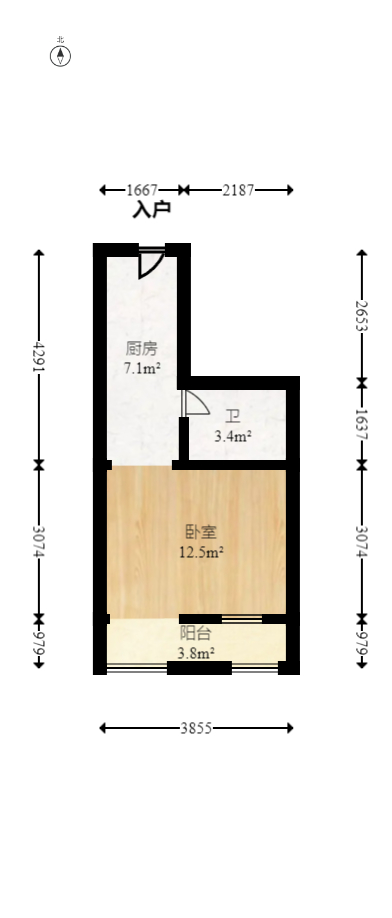 兰亭优壳（隽峰苑）  1室1厅1卫    23.01万室内图1