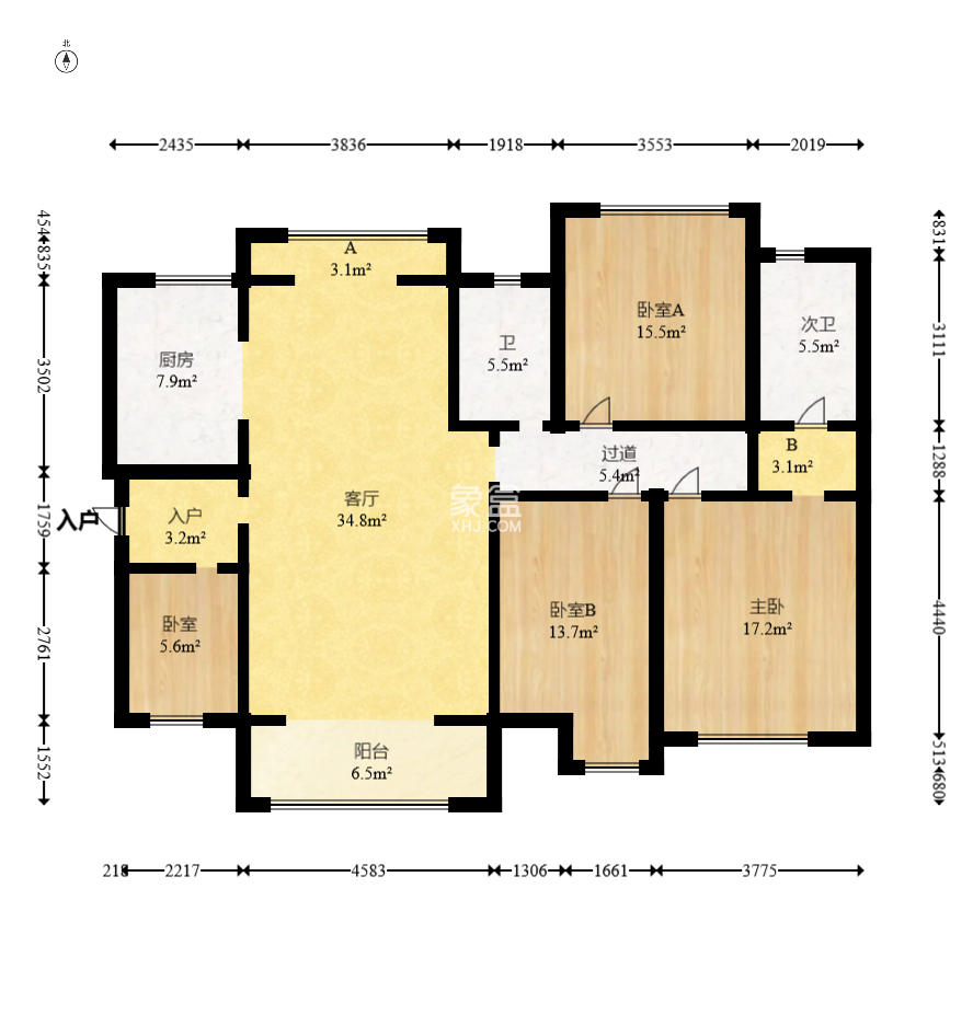 恒基凯旋门一二期  4室2厅2卫    100.0万 恒基凯旋门一二期  4室2厅2卫    100.0万户型图
