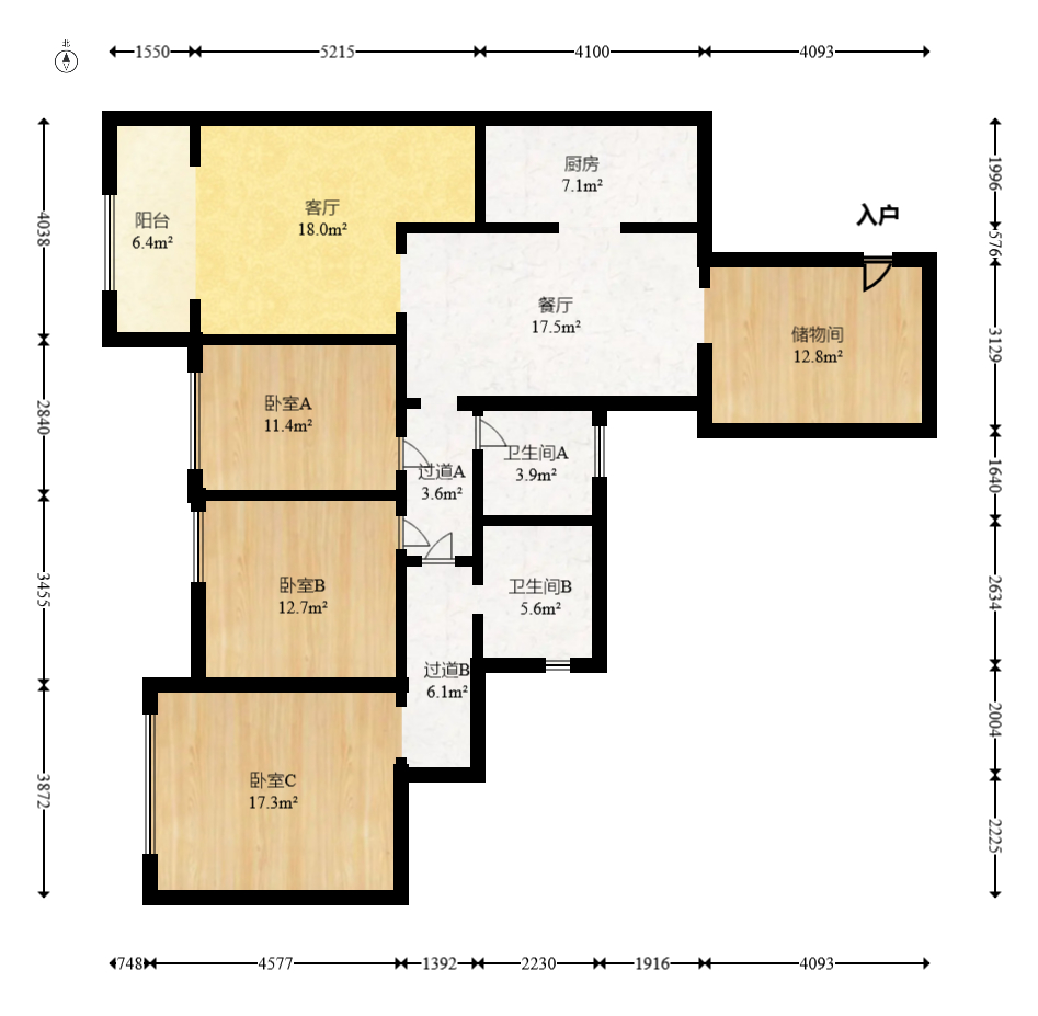 藏珑湖上国际花园  3室2厅2卫    138.0万 藏珑湖上国际花园  3室2厅2卫    138.0万户型图
