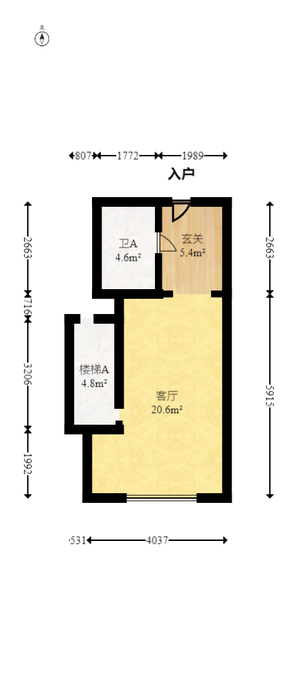 藏珑湖上公馆  1室1厅2卫   55.00万室内图1