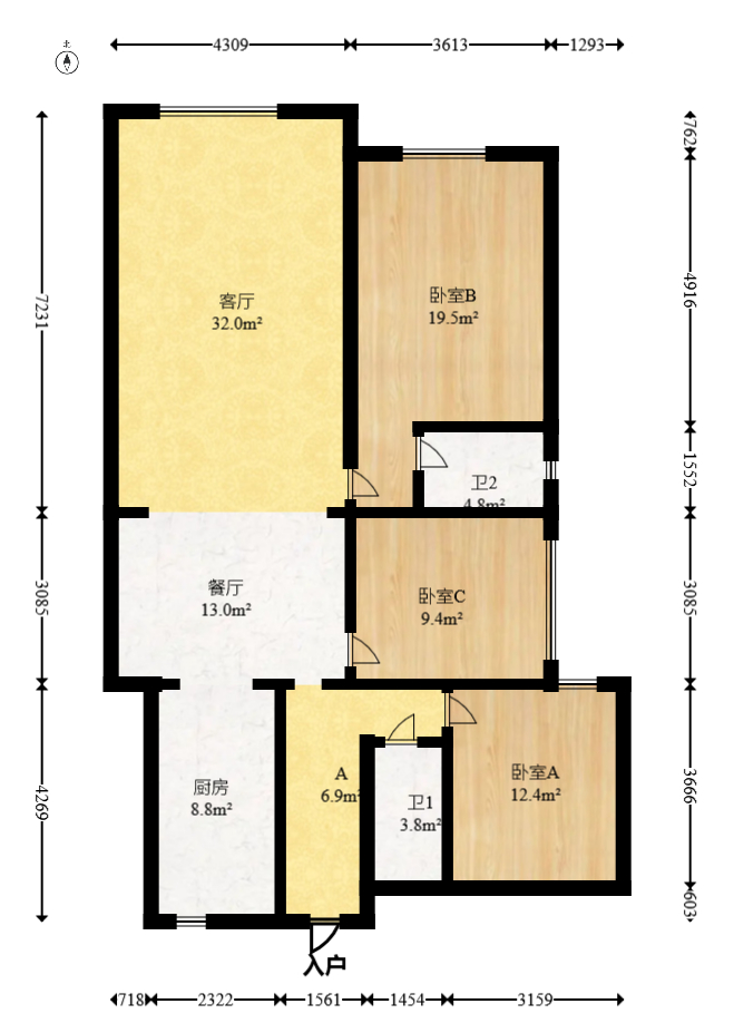 半山壹号 3室2厅2卫 109.99万 半山壹号 3室2厅2卫 109.99万户型图