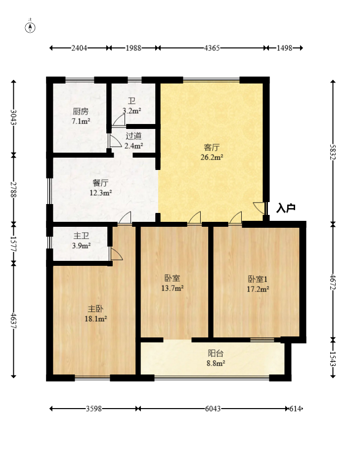 东南明苑  3室2厅2卫   81.00万室内图1
