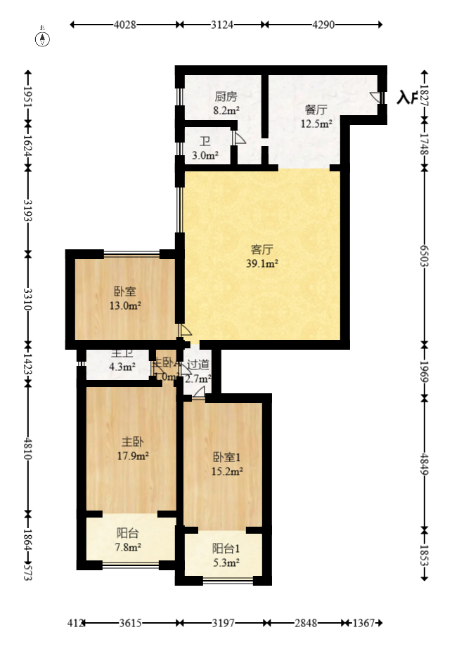 长勘小区  3室2厅2卫   150.00万室内图1
