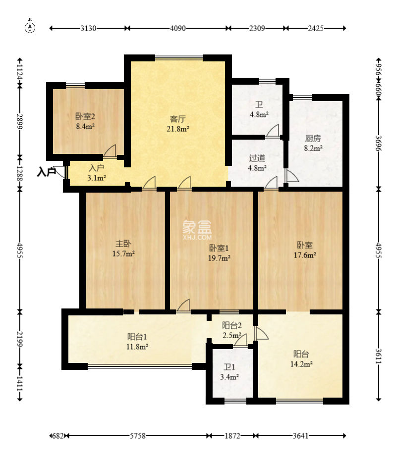 省政府机关二院  4室2厅2卫   195.00万