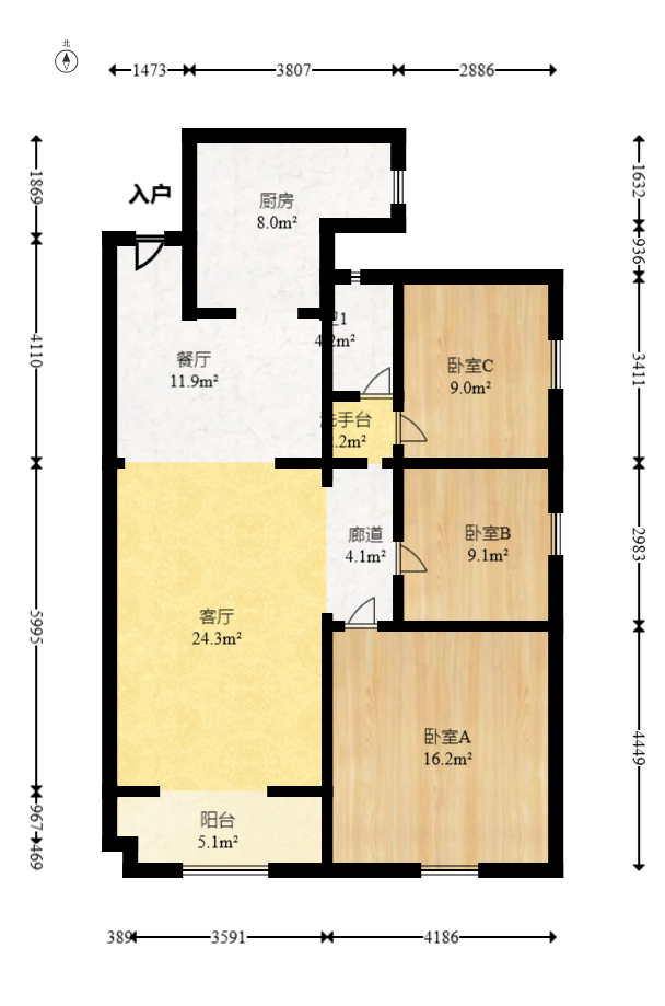 江山帝景哈佛 3室2厅1卫 109.7万 江山帝景哈佛 3室2厅1卫 109.7万户型图