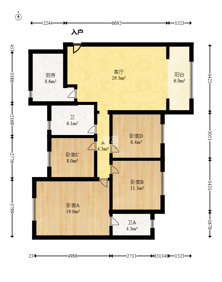阿普阿布  4室2厅2卫    115.0万