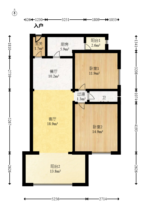 时代倾城二期  2室2厅1卫   71.00万室内图1