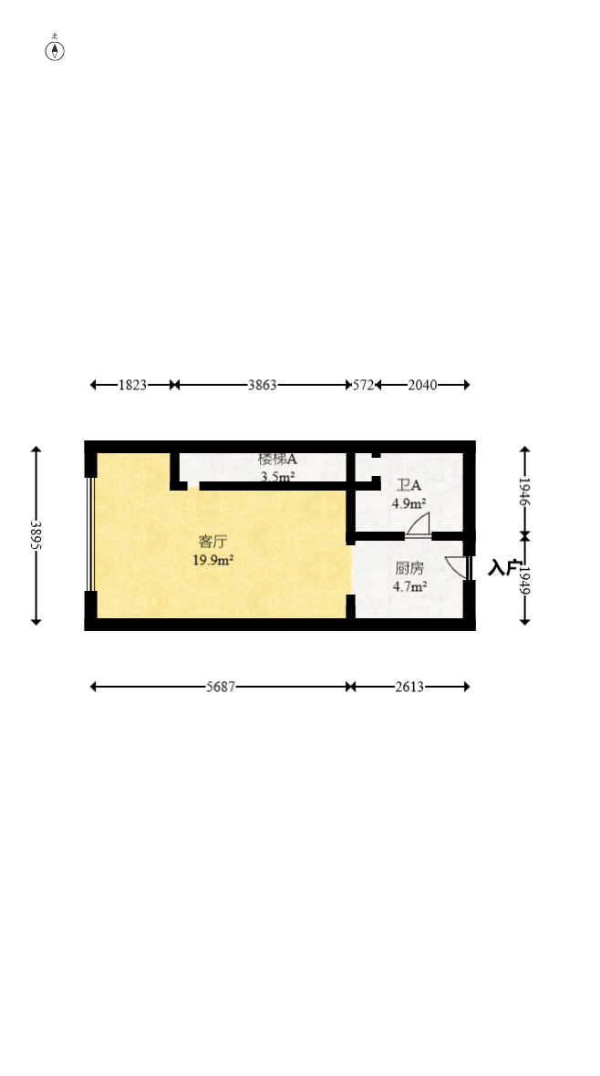 藏珑湖上公馆  1室1厅1卫   65.00万室内图1