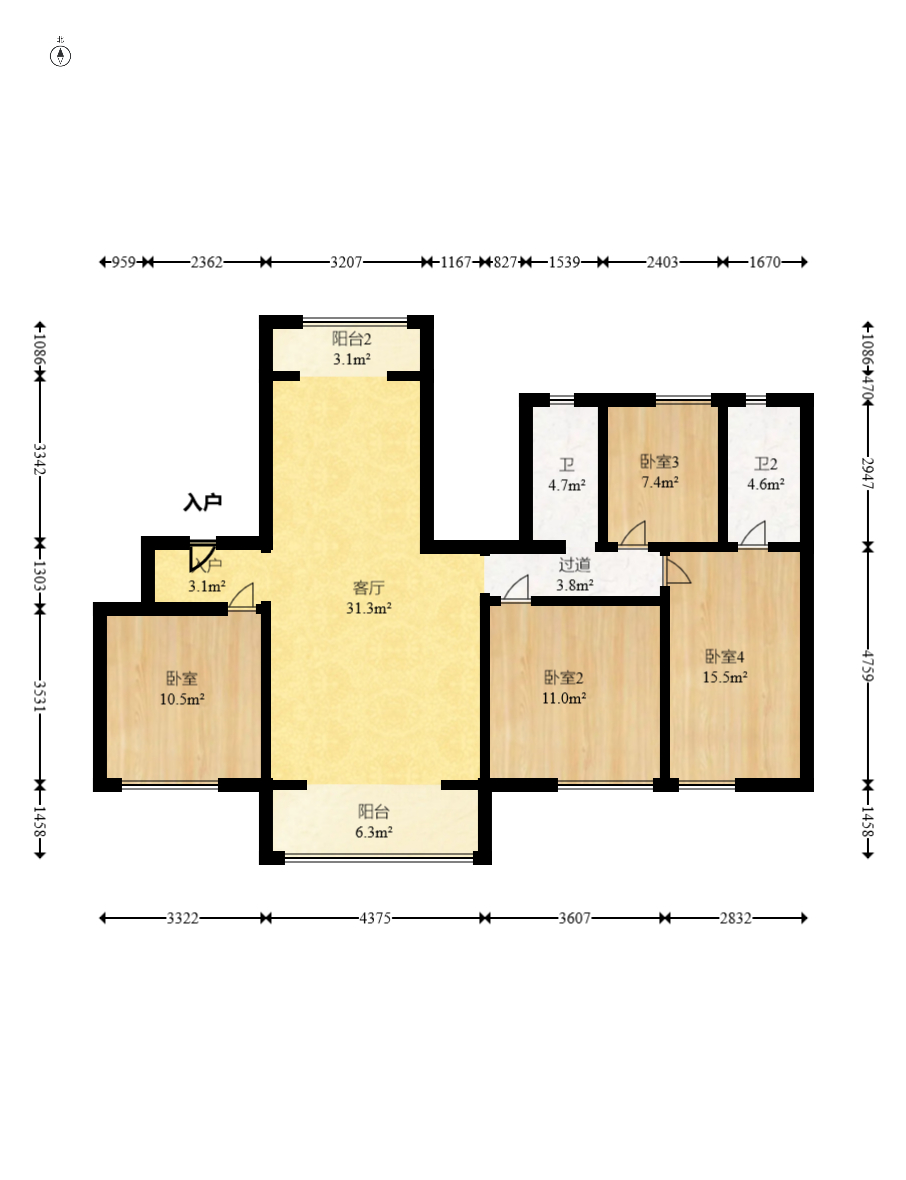 碧桂园荟隽棠 4室2厅2卫 135.00万 碧桂园荟隽棠 4室2厅2卫 135.00万户型图