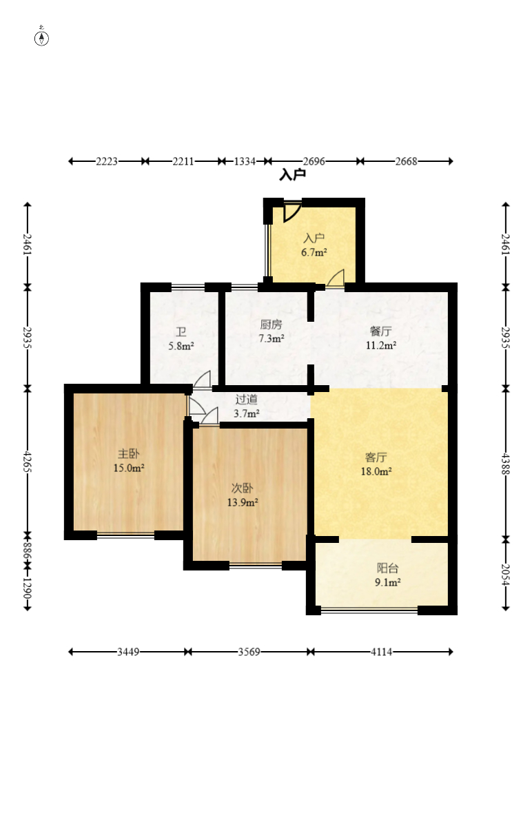 湘江世纪城达江苑 2室2厅1卫 88.0万 湘江世纪城达江苑 2室2厅1卫 88.0万户型图
