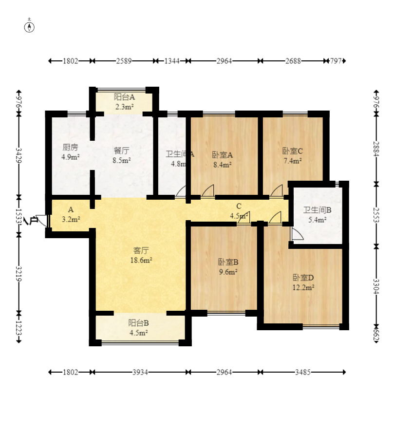 中建璟和城  4室2厅2卫    126.0万室内图1
