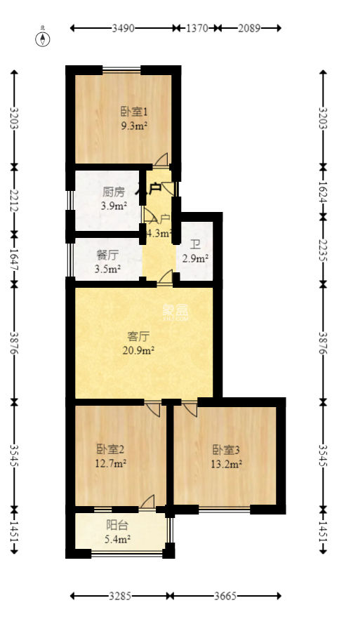 火星六片（紫欣公寓）  3室2厅1卫   58.80万