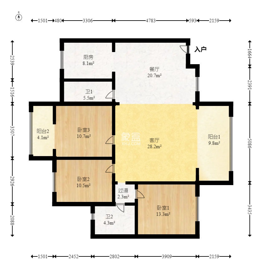 长房白沙湾  3室2厅2卫   155.00万