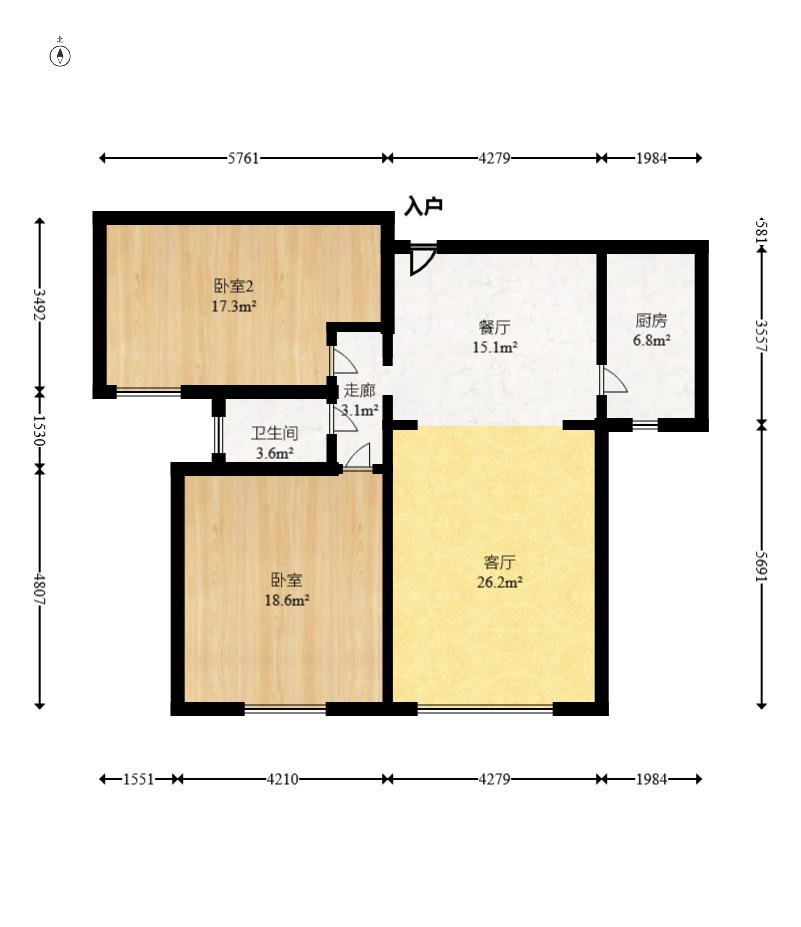 广角之恋(睿智园) 2室2厅1卫 38.8万 广角之恋(睿智园) 2室2厅1卫 38.8万户型图