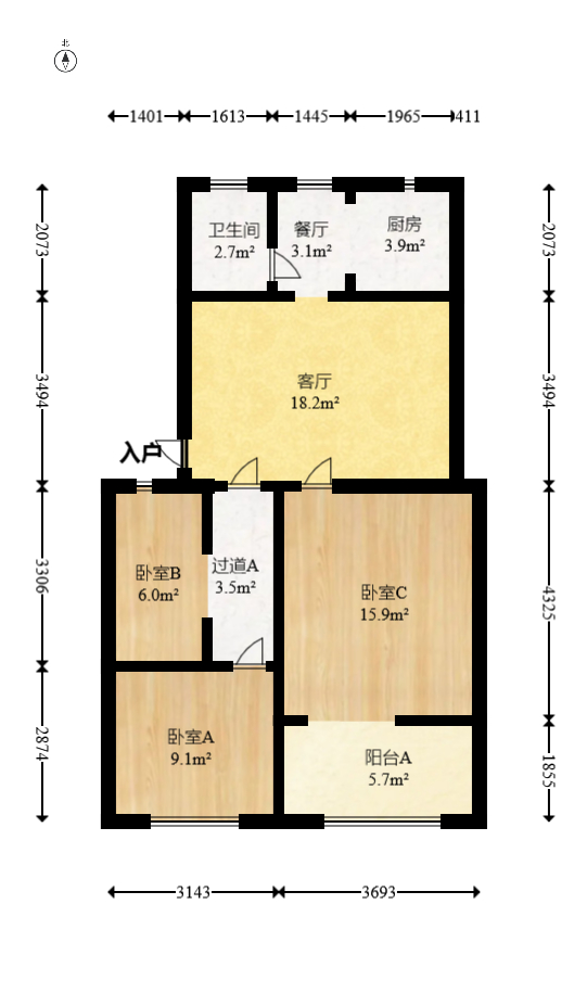 长岭水电八局宿舍  2室1厅1卫   62.00万室内图1