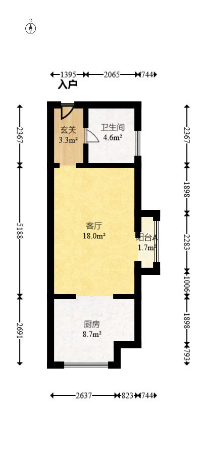 蓝湾国际广场  1室1厅1卫   30.50万室内图1