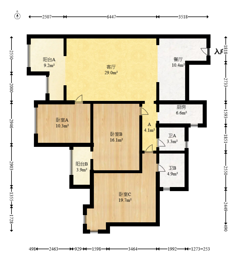 华盛新外滩 3室2厅2卫 148.0万 华盛新外滩 3室2厅2卫 148.0万户型图