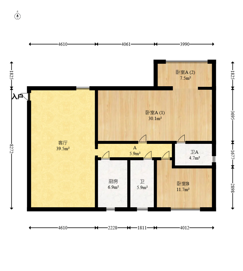 麓谷加州阳光  3室2厅2卫   98.00万室内图1