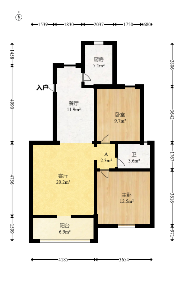 世景华庭  2室2厅1卫   40.00万室内图1