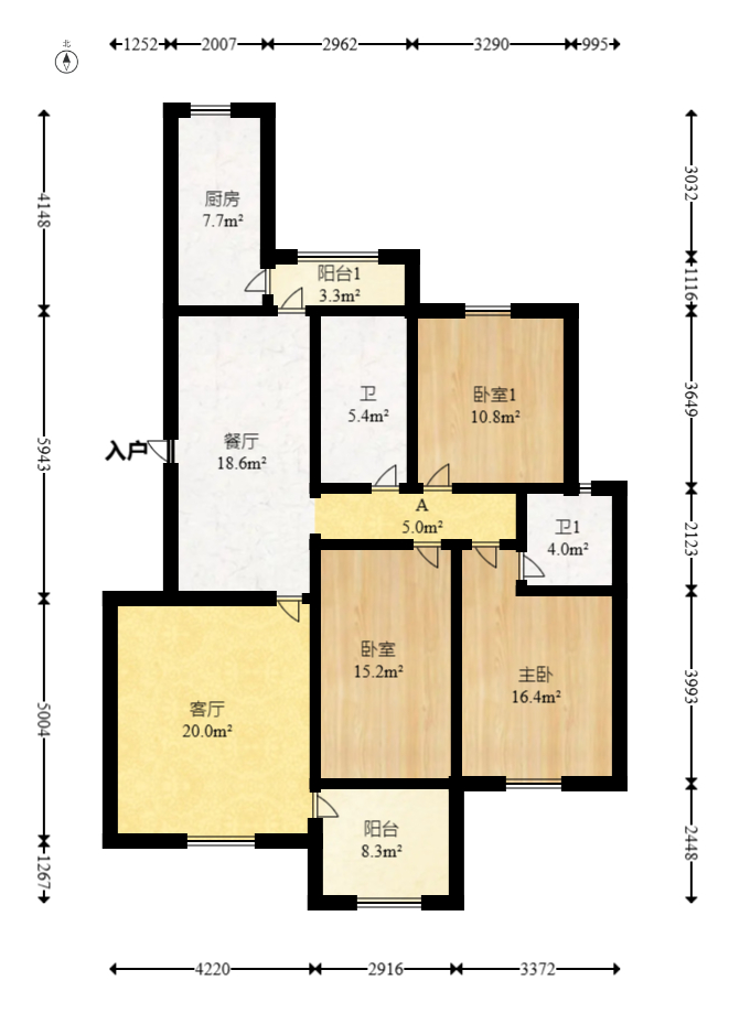 红树湾  4室2厅2卫   72.00万室内图1