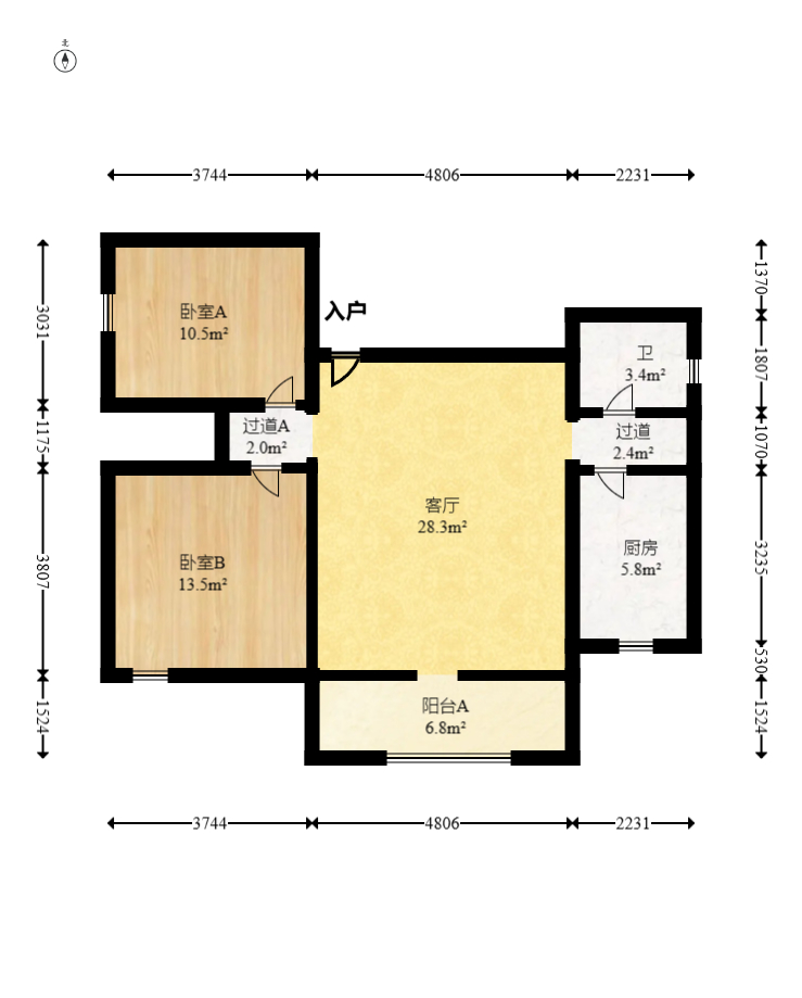 南颐园 2室2厅1卫 48.8万 南颐园 2室2厅1卫 48.8万户型图