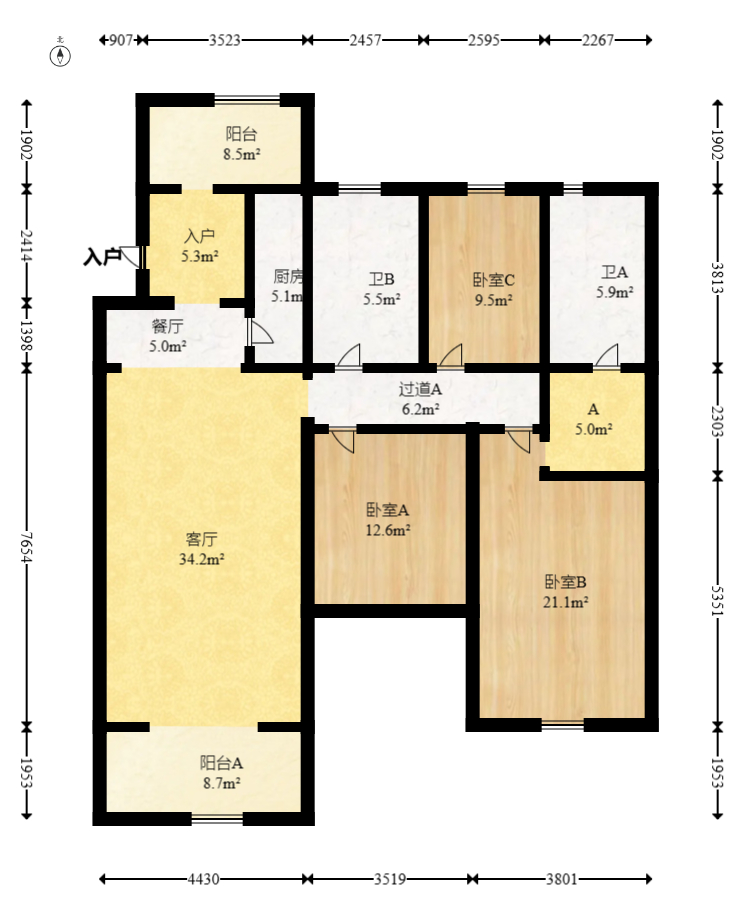 星城荣域  3室2厅2卫    208.0万 星城荣域  3室2厅2卫    208.0万户型图