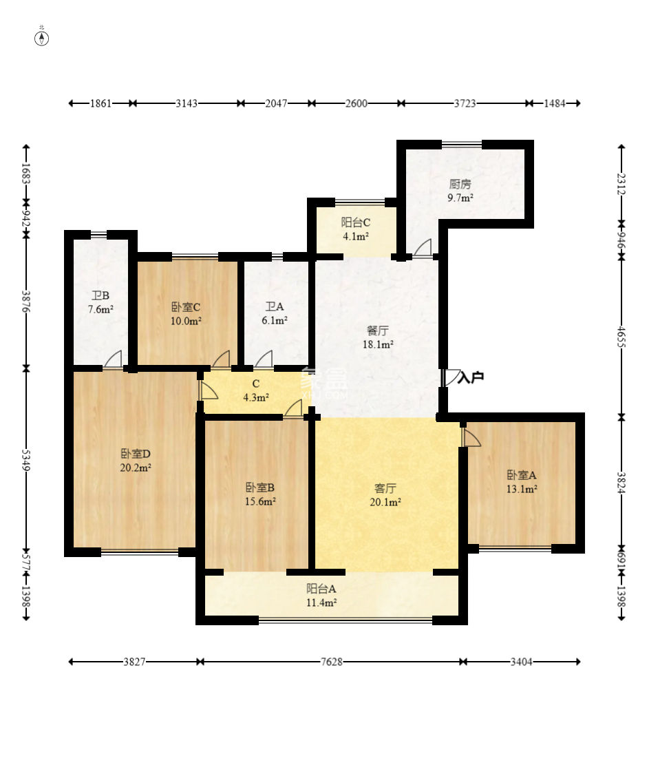 遠洋紅星天鉑二期  4室2廳2衛(wèi)   165.00萬