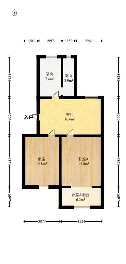 四医院单位房  2室1厅1卫   52.80万室内图1