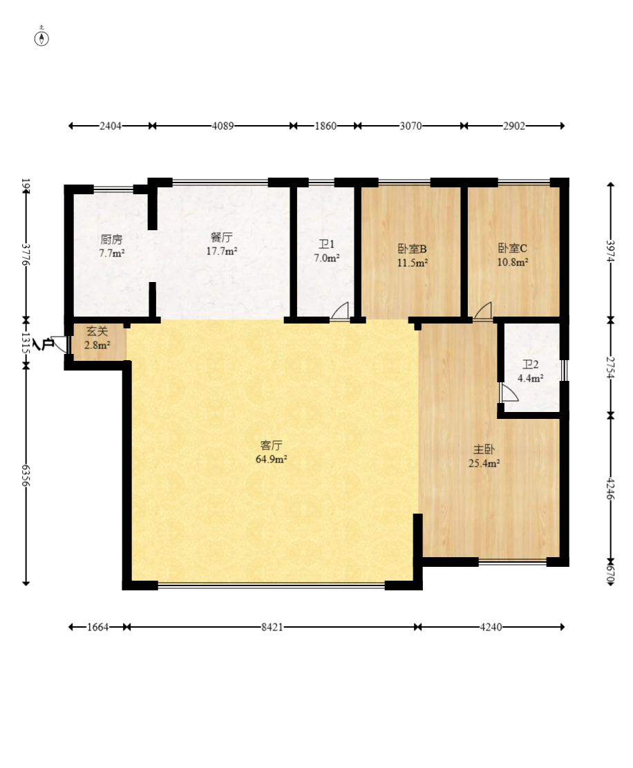 建投象山国际  4室2厅2卫    162.0万室内图1