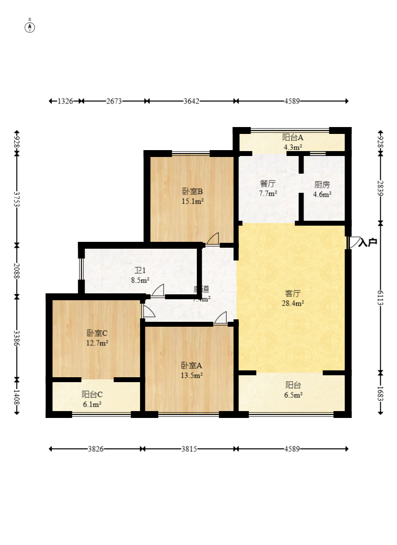 枫华府第 4室2厅2卫 62.0万 枫华府第 4室2厅2卫 62.0万户型图
