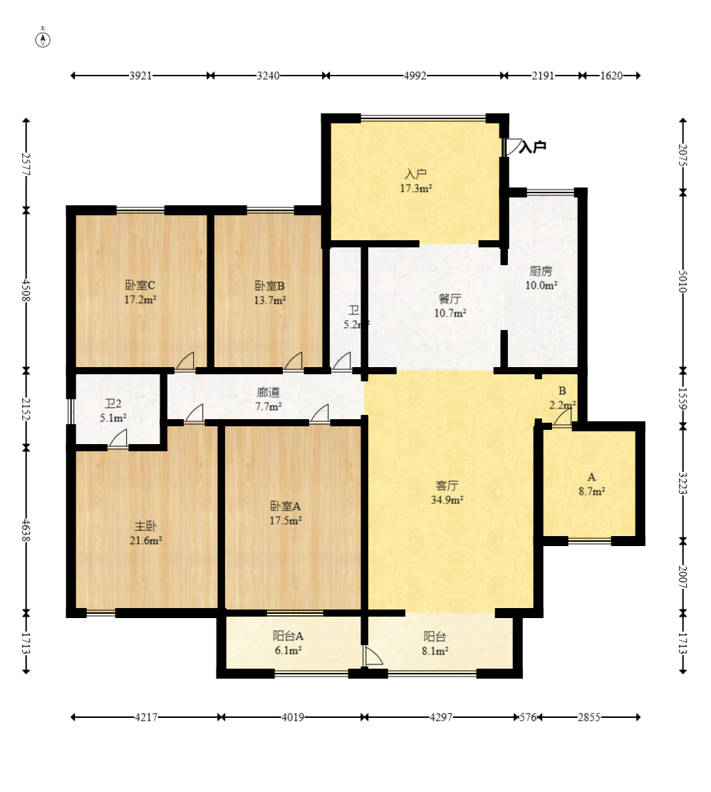江山帝景雅典  4室2厅2卫   158.00万室内图1