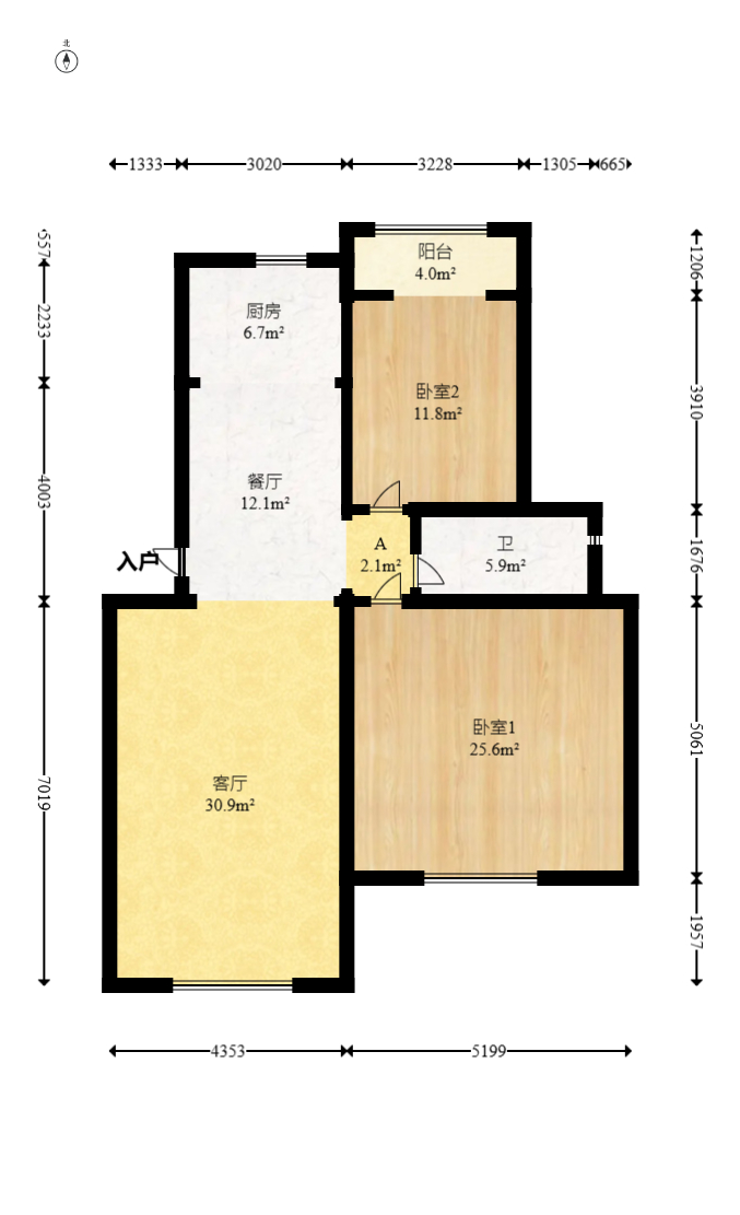 丽江翠园  2室2厅1卫   68.00万室内图1