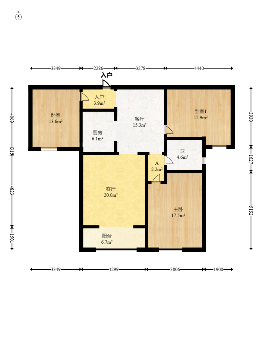 三一街区  3室2厅1卫   79.80万室内图1
