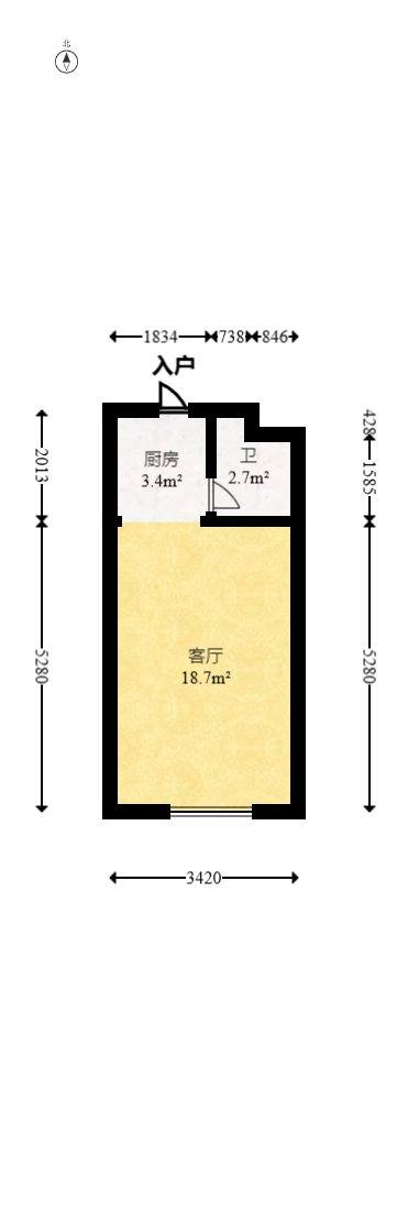 碧桂园翘楚棠  1室0厅1卫   18.00万室内图1