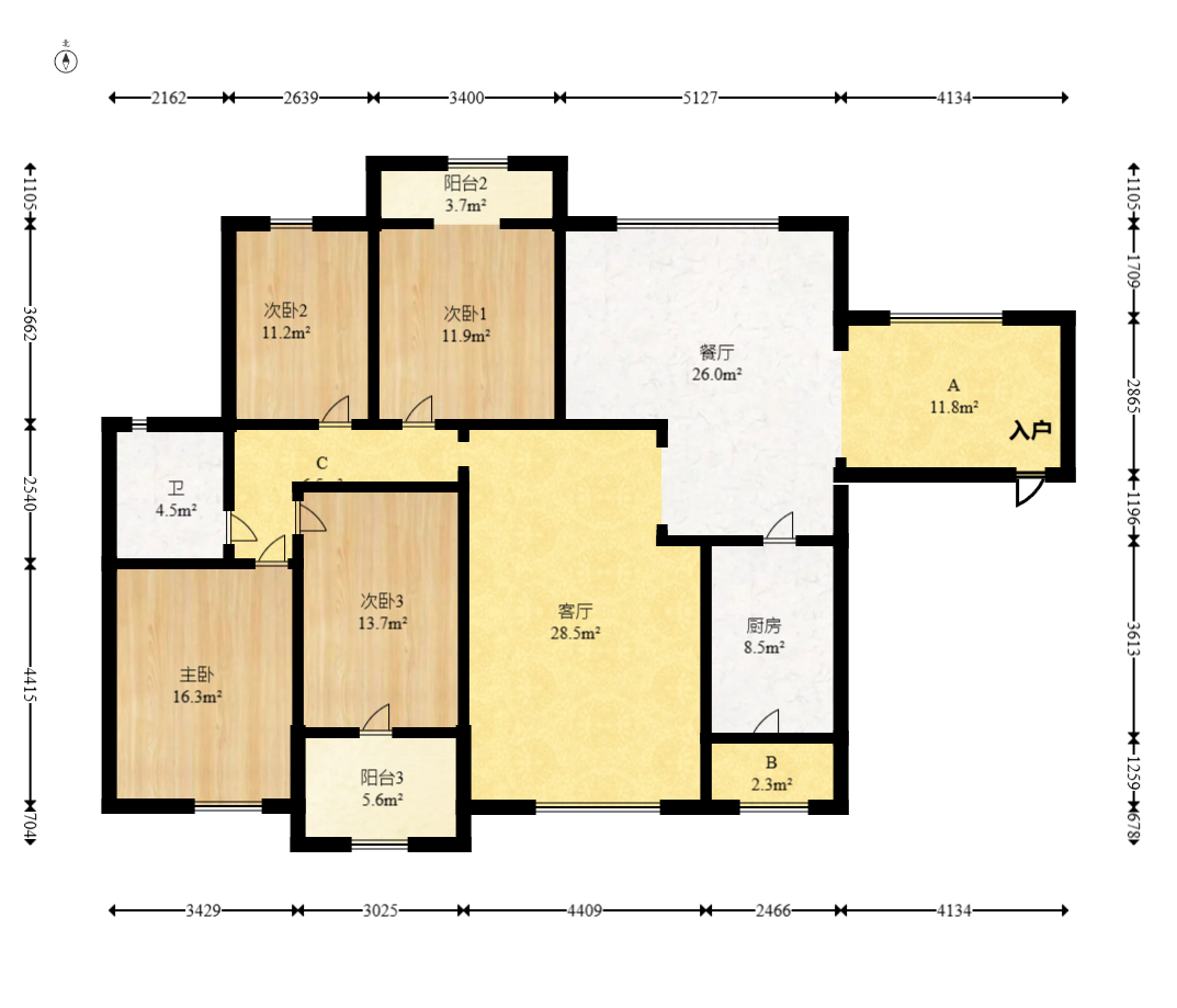 尚城 4室2厅1卫 105.0万 尚城 4室2厅1卫 105.0万户型图