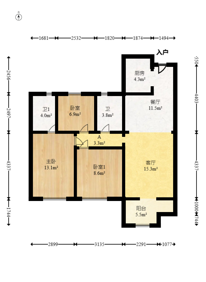 碧桂园翘楚棠 3室2厅1卫 82.0万 碧桂园翘楚棠 3室2厅1卫 82.0万户型图