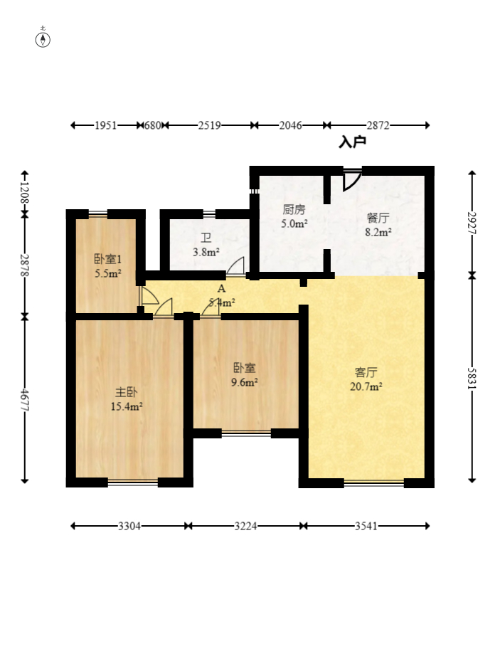 保利香槟国际  3室2厅1卫   76.80万室内图1