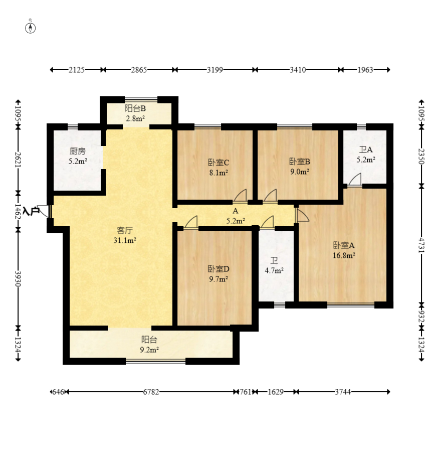中建梅溪湖中心  4室2厅2卫   237.00万室内图1