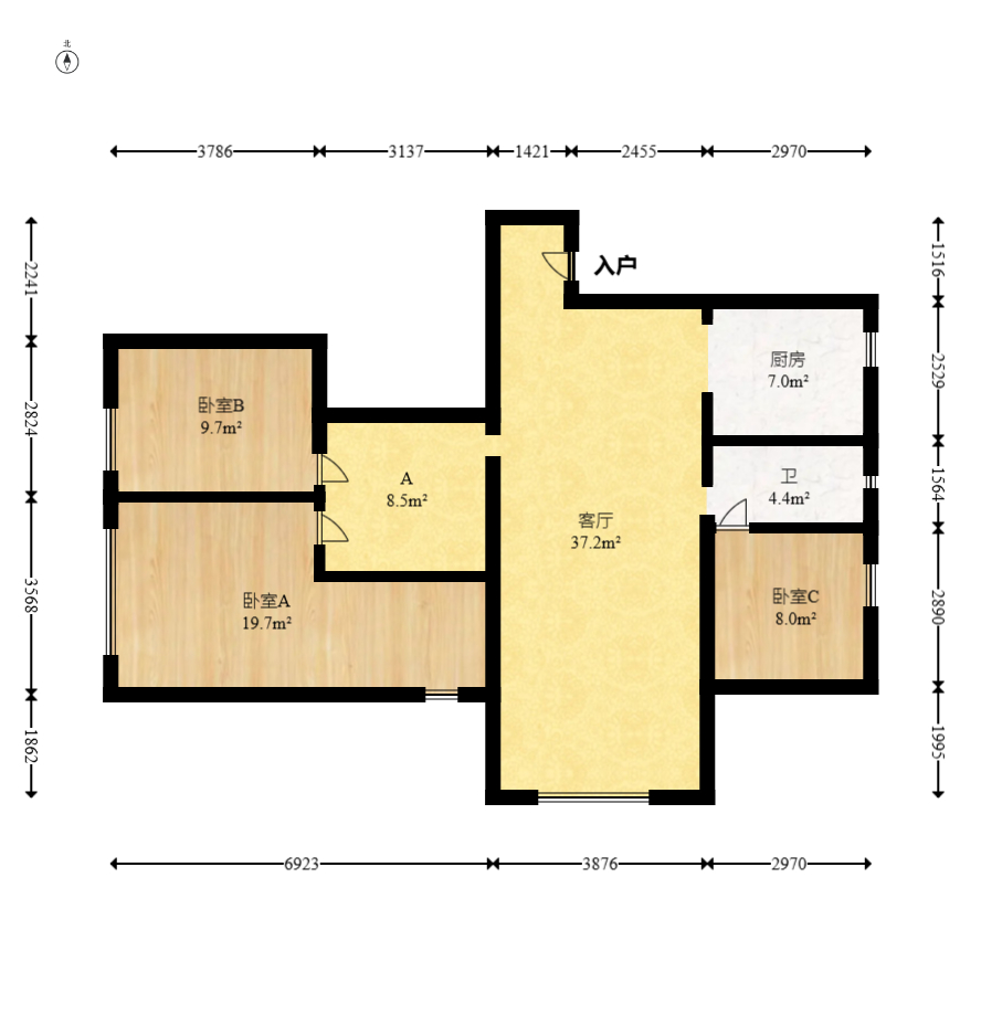 梅溪正荣府  4室2厅2卫   192.00万室内图1