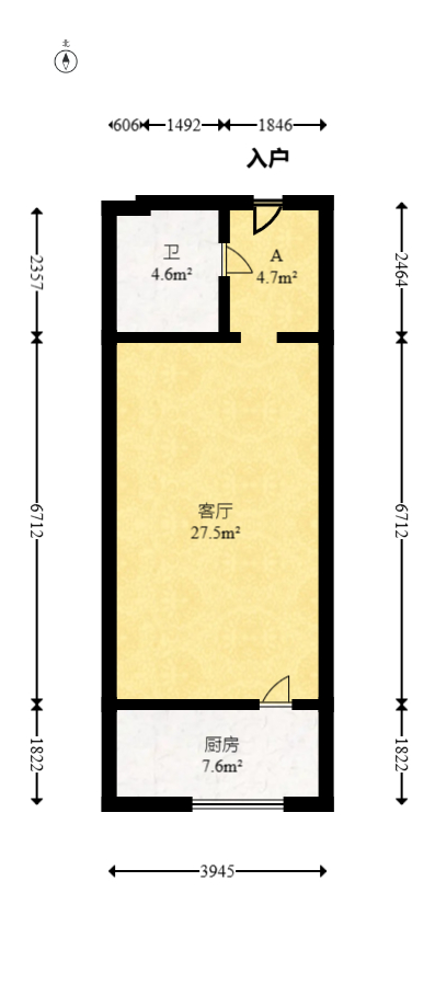 望兴景园二期（望兴西西里）  1室1厅1卫   45.00万室内图1