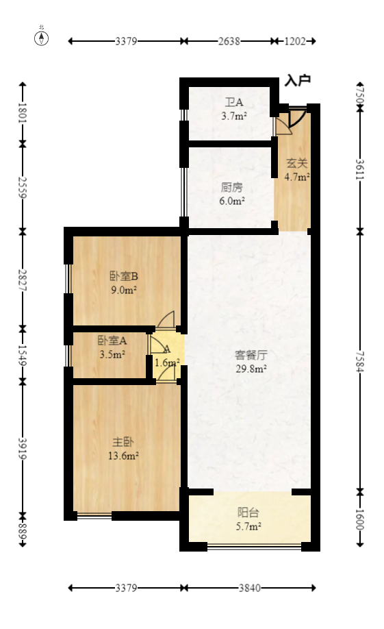 天骄福邸  2室2厅1卫   98.00万室内图1