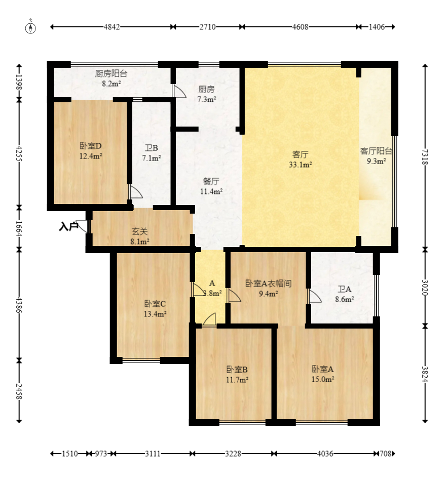 万科森林公园  4室2厅2卫   275.00万室内图1
