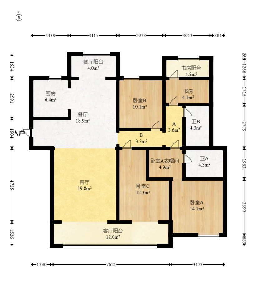 轨道中建麓江府  4室2厅2卫   228.00万室内图1