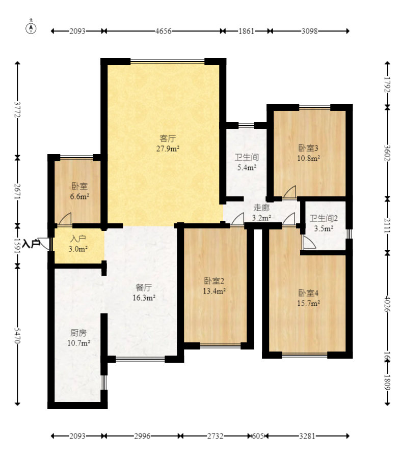 汇一城(汇壹公馆)  4室2厅1卫    110.0万 汇一城(汇壹公馆)  4室2厅1卫    110.0万户型图