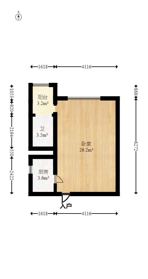 长盛岚庭  1室1厅1卫   39.00万室内图1